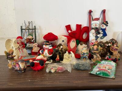 Mixed Lot of 24 Christmas Ornaments, Santa, Angels, Snowmen, Plush, Figurines, Decor + MORE