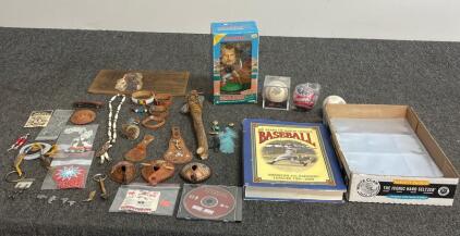 Native American-Style Jewelry, Mark McGwire Headliners XL, Rawlings Baseballs, Book, Crafts Lot