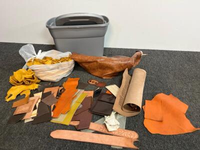 Assorted Leather Scrap Lot &ndash; 10 lbs, Various Colors & Textures, Ideal for Crafting