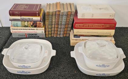 CorningWare Cornflower Blue Casserole Set &ndash; P-1-B 1 Qt & P-2/P-2.5 2&ndash;2.5 Qt with Glass Lids, USA