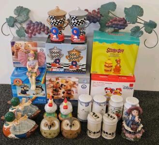 Large Lot Novelty Salt & Pepper Shakers Sets &ndash; Disney, Looney Tunes, NASCAR, Farm Animal, Boxed