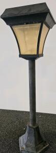 Solar-Powered Black Garden Lamp Post, LED Light, 20 in Height, Automatic Dusk-to-Dawn, IP44 Rated