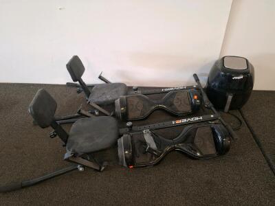 Hover-1 6.5" Hoverboards with Seat Kart Attachments, Black, Charger Included, 2 Sets (powered on) (j)
