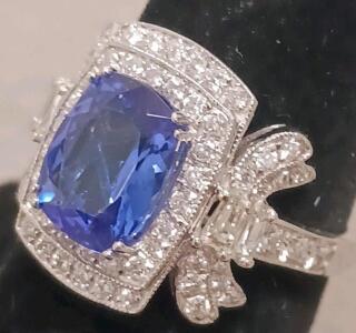 Platinum Tanzanite & Diamond Ring &ndash; 2.83Ct Cushion, 0.99Ct Diamonds, Appraisal $15,587, AIGL Cert