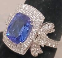 Platinum Tanzanite & Diamond Ring &ndash; 2.83Ct Cushion, 0.99Ct Diamonds, Appraisal $15,587, AIGL Cert