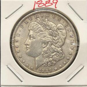 1889 Morgan Silver Dollar Coin &ndash; Philadelphia Mint, 90% Silver, Circulated, No Mint Mark