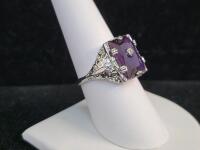 Amethyst Square Cut Stone Ring, Size 8 - 2