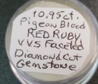 10.95Ct Pigeon Blood Red Ruby Diamond Cut VVS Faceted Gemstone - 4
