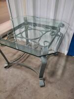 Ornate Wrought Iron And Beveled Glass Side Table &mdash; Scrollwork Base, Approx. 24"x24"x22" Sp-10 - 3