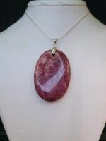 77.90Ct Natural Peachblow Chrysanthemum Coral Oval Pendant 24" Necklace
