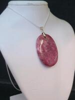 77.90Ct Natural Peachblow Chrysanthemum Coral Oval Pendant 24" Necklace - 2