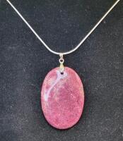 77.90Ct Natural Peachblow Chrysanthemum Coral Oval Pendant 24" Necklace - 4