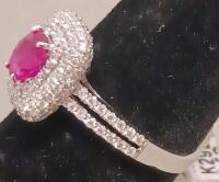 18K White Gold Oval Ruby & Diamond Ring, 0.70Ct Ruby, 0.75Ct Diamonds, 3.5G, Appraisal $7,820, RN032783 - 3
