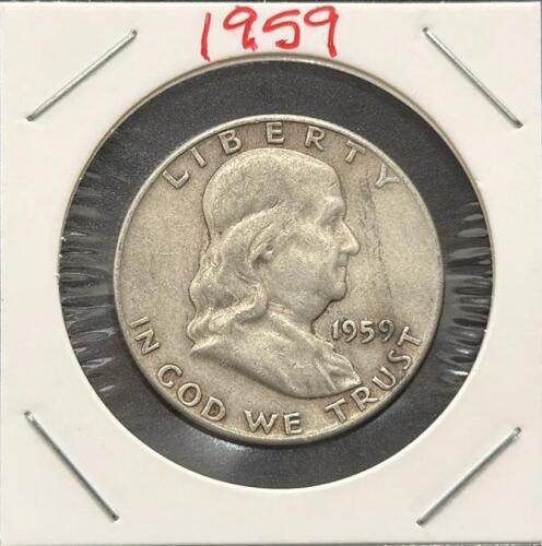 1959-D Franklin Half Dollar, 90% Silver, Denver Mint, Circulated