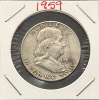 1959-D Franklin Half Dollar, 90% Silver, Denver Mint, Circulated