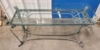 Glass And Metal Console Table, 48" Rectangular Top, Ornate Scrollwork Base Sp-10 - 3