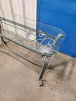 Glass And Metal Console Table, 48" Rectangular Top, Ornate Scrollwork Base Sp-10 - 5
