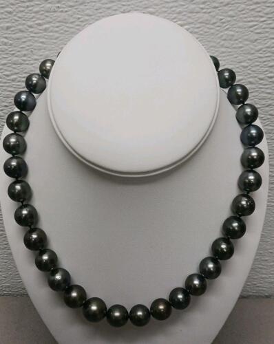 Tahitian Pearl Necklace, 35 Cultured Pearls, 11-14MM, 17.75&rdquo; Strand, 14K White Gold Clasp, Cert