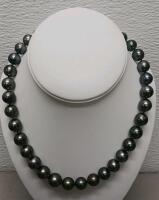 Tahitian Pearl Necklace, 35 Cultured Pearls, 11-14MM, 17.75&rdquo; Strand, 14K White Gold Clasp, Cert