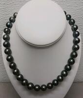 Tahitian Pearl Necklace, 35 Cultured Pearls, 11-14MM, 17.75&rdquo; Strand, 14K White Gold Clasp, Cert - 2