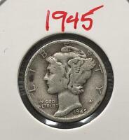 1935-S & 1945 Mercury Dimes, 90% Silver, U.S. Winged Liberty Head, Circulated, 2 Coin Set - 4