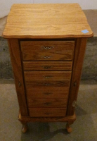 Oak Jewelry Armoire Cabinet, 7 Drawers, Cabriole Legs, Side Necklace Doors, Classic Design - 2