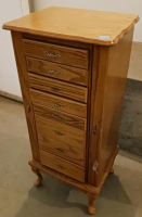 Oak Jewelry Armoire Cabinet, 7 Drawers, Cabriole Legs, Side Necklace Doors, Classic Design - 3