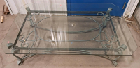 Rectangular Glass-Top Coffee Table With Wrought Iron Style Metal Frame, Approx. 48" x 28" x 18" - 2