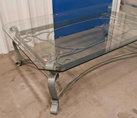 Rectangular Glass-Top Coffee Table With Wrought Iron Style Metal Frame, Approx. 48" x 28" x 18" - 3
