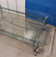 Rectangular Glass-Top Coffee Table With Wrought Iron Style Metal Frame, Approx. 48" x 28" x 18" - 4
