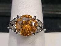 Peach Sapphire Round Cut Faceted Ring, Size 8&frac12; - 3