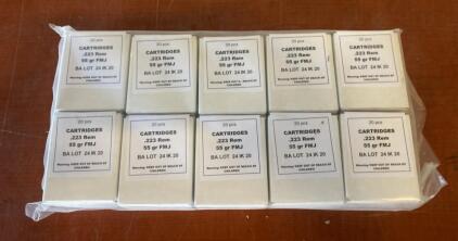 .223 Rem 55Gr FMJ Ammunition - 200 Rounds, Lot BA LOT 24 IK 20, Target Shooting, 20Rd Boxes