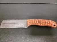 Custom Fixed-Blade Utility Knife, Patterned Handle, 4" Blade, Leather Sheath, Mosaic Pin - 3