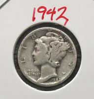 1941-D And 1942-D Mercury Dimes &ndash; 90% Silver, Circulated Condition - 4