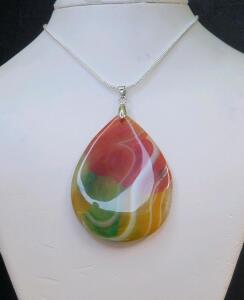 83Ct. Natural Rainbow Onyx Agate Teardrop 24" Necklace