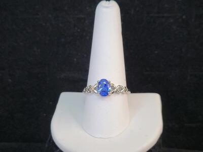 Blue Sapphire Ring Oval Cut, Size 10