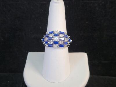 Blue & White Sapphire Ring, Size 8