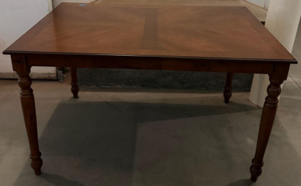 Traditional Rectangular Wooden Dining Table With Turned Legs, Medium/Dark Brown Finish