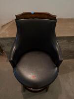 Upholstered Bar Stool With Armrests, 360&deg; Swivel, Wood Frame - 2