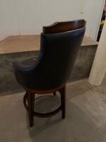 Upholstered Bar Stool With Armrests, 360&deg; Swivel, Wood Frame - 3