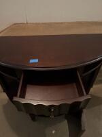 Dark Brown Wooden Demilune Console Table With Drawer, Cabinet, And Shelf, 41"x16"x31" (F-3) - 3