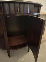 Dark Brown Wooden Demilune Console Table With Drawer, Cabinet, And Shelf, 41"x16"x31" (F-3) - 4