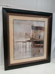 Framed Gene Brown OPA Waterfront Print, 36"x36" Wood Frame, Signed, Dock Scene
