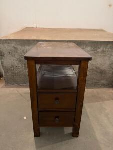 Dark Brown Wooden 2-Drawer Nightstand With Open Shelf, Transitional Style (F-3)
