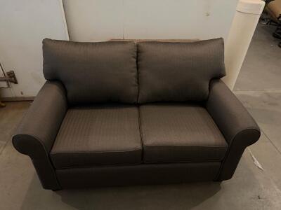 Dark Gray Loveseat Sofa, Rolled Arms, Removable Cushions, 58"x36", Modern Upholstery