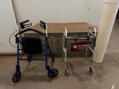 Drive Four-Wheel Rollator Walker With Seat And Brakes & Standard Aluminum Folding Walker 2 Wheels