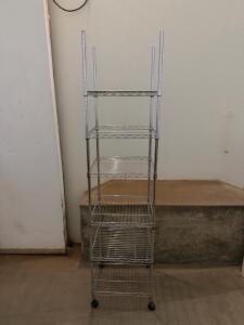 5-Tier Chrome Steel Wire Shelving Rack With Casters, 24"x14"x60", Adjustable Shelves