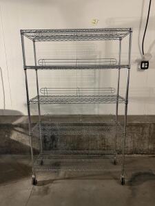 Chrome Commercial Wire Shelving Rack, 4 Adjustable Shelves, 48"x18"x72", Casters, Inventory 2604