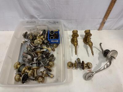Brass And Nickel Door Knobs, Levers, Handle Set & 2 Brass Wall Candle Sconces