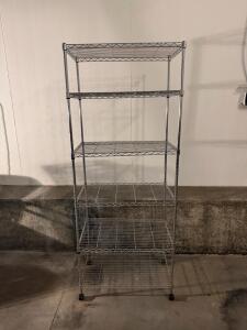 5-Tier Chrome Metal Wire Shelving Rack, 24" x 18" x 72", Adjustable Shelves, With Wheels